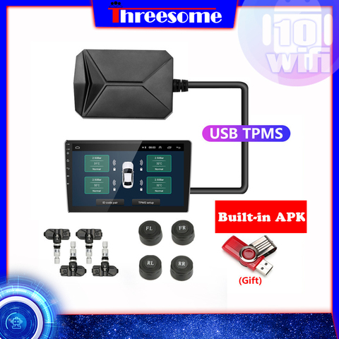 Sistema de supervisión de presión de neumáticos, TPMS, USB, Android, 5V, externo interno, para navegación Android, Radio de coche, pantalla, sistema de alarma TPMS ► Foto 1/6