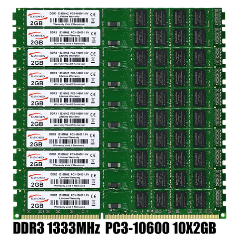 10 Uds X 2gb ddr3 1333mhz pc3-10600u escritorio memoria DIMM 240 pin RAM 1,5 v no-ECC ► Foto 1/2