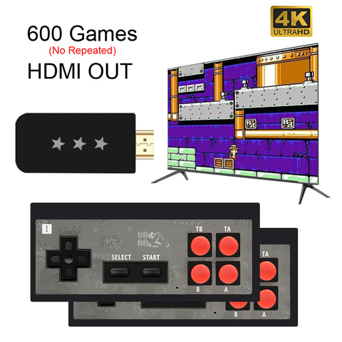 Consola de Videojuegos TV portátil inalámbrico USB, miniconsola clásica de 8 bits, mando Dual, salida Compatible con HDMI, 568 ► Foto 1/6