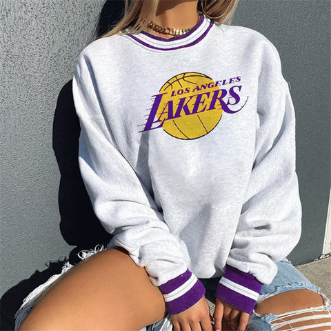 Carta impresión suelto sudadera de manga larga de las mujeres de otoño nueva moda Streetwear Casual deportes niñas estilo americano BF de talla grande ► Foto 1/5