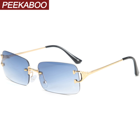 Peekaboo-gafas de sol rectangulares para hombre, lentes de sol cuadradas sin marco, de metal, a la moda, para dama, con gradiente, 2022 uv400 ► Foto 1/6