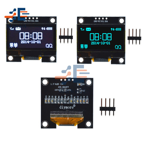 Pantalla LCD OLED de 1,3 pulgadas y 1,3 pulgadas, módulo de pantalla Blanco/azul, 4 pines, IIC I2C Serial 128x64 SSH1106 12864 monitor de pantalla LCD para Arduino ► Foto 1/6