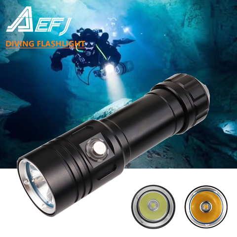 Linterna de buceo superbrillante L2 LED IPX8, luz de buceo profesional de clasificación más alta resistente al agua alimentada por batería 18650 o 26650 ► Foto 1/6