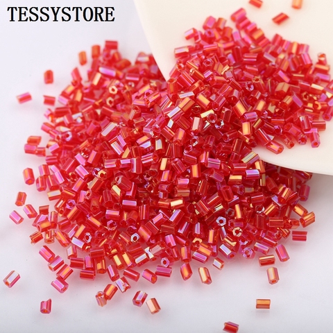 1000 Uds 2x3mm corta tubo de vidrio perlas de cristal de Austria colorido checo cuentas de vidrio perlas de espaciador para fabricación de joyería DIY Accesorios ► Foto 1/6