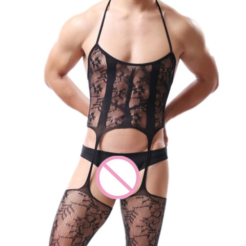 Mono de talla grande para hombre, ropa interior Sexy, lencería para gays, medias de cuerpo para hombre, ropa de dormir erótica, Catsuit de látex, disfraces sexys ► Foto 1/5