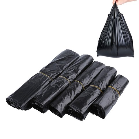 Bolsas de plástico para llevar comida al por menor, bolsas de regalo para supermercado, compras, negocios, de basura, color negro, 50 Uds. ► Foto 1/6