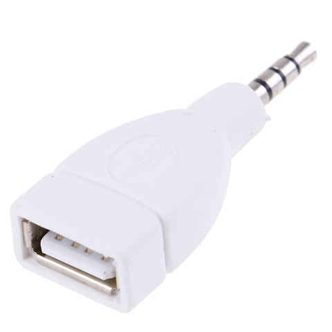 Adaptador convertidor USB 2,0 hembra a 3,5mm macho AUX Audio, Conector de coche, conector blanco ► Foto 1/6