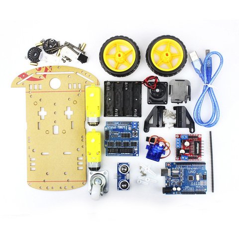 Kit de Motor de Robot inteligente para coche Arduino, Kit de Motor de Robot inteligente con sensor de velocidad de seguimiento, codificador de batería, módulo ultrasónico 2WD para Arduino Diy ► Foto 1/4