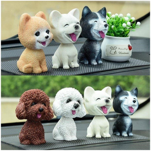 Muñeco de peluche Husky Pomeranian de 9cm, adorno de coche para perro con cabeza móvil, regalo para Interior del coche, accesorios para el hogar y el coche ► Foto 1/6