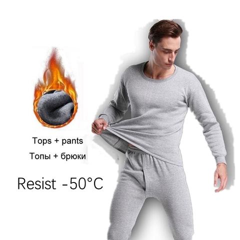 Conjuntos de ropa interior térmica para hombre, ropa interior térmica gruesa resistente a-50 °C para invierno ► Foto 1/6