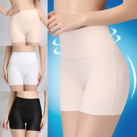 Verano de las mujeres Braga pantalón de protección pantalones fino sin costuras de seda de hielo bragas de cintura alta sin Anti vaciado Boyshorts niñas ropa interior ► Foto 1/6