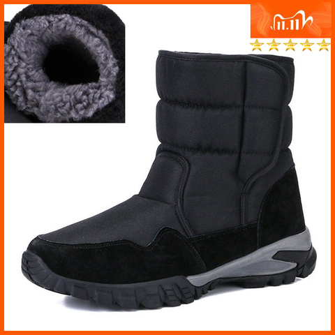 Botas de hombre 2022 zapatos de invierno espesar piel antideslizante botas de nieve impermeables botas de invierno para hombres tamaño grande 40-48 ► Foto 1/6