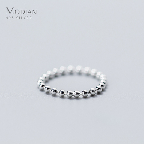 Modian-Anillo de Plata de Ley 925 con cuentas brillantes, joyería fina minimalista para mujeres ► Foto 1/5