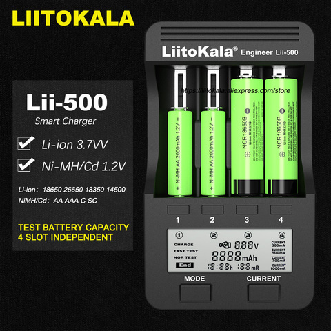 Liitokala Lii-500 cargador de batería 18650 Lii-402 lii-202 lii-100 lii-S1 cargador de 18650 para 26650, 21700 AA AAA baterías ► Foto 1/6