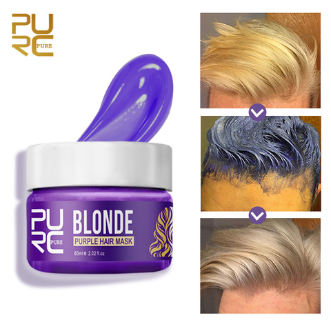 Purc-mascarilla de pelo púrpura que elimina el tono amarillo Y Brassy, repara el pelo rizado, máscara capilar profesional suave y liso ► Foto 1/6