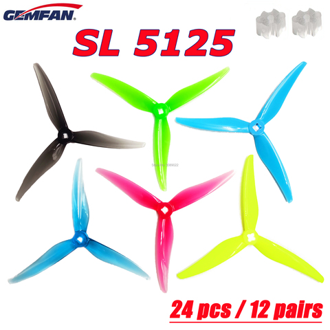 24 uds/12 pares Gemfan SL 5125 de 5,1 pulgadas 3 pala de la hélice SL5125 accesorios FPV motor sin escobillas de la hélice para Dron de carreras con visión en primera persona ► Foto 1/6