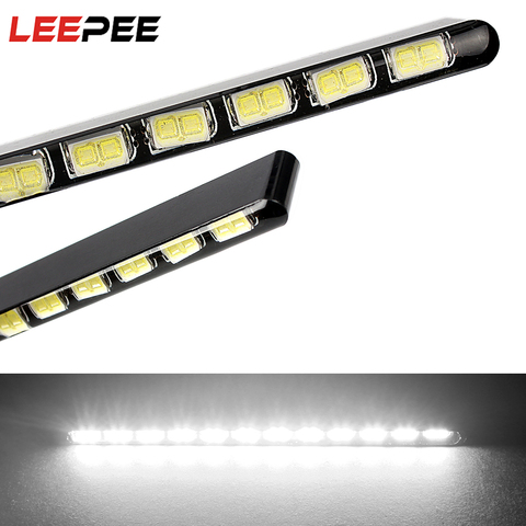 Fuente de luz Led para coche, tira de luces de circulación diurna, resistente al agua, SMD, Super brillante, 12 LEDs, DRL 7030, 2 uds. ► Foto 1/6