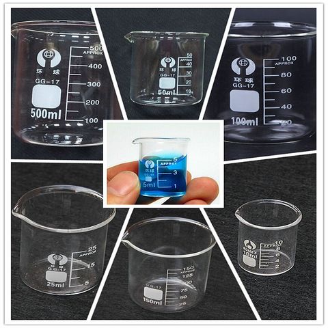Vaso de cristal de medición para laboratorio, vaso de vidrio de 10ml-100ml, de borosilicato, para Aprendizaje de Química, papelería, suministros de laboratorio, 1 unidad ► Foto 1/5