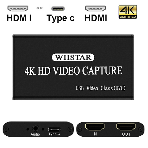 USB HDMI de Audio Tarjeta de captura de vídeo dispositivo tipo c juego captura HD 4k a 30Hz en vivo juego captura para Win8 Windows 10 MAC Linux ► Foto 1/6