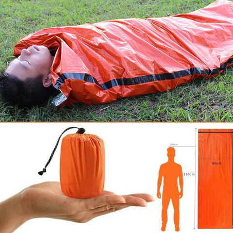 Saco de dormir de emergencia para acampada al aire libre, térmico, mantener el calor, primeros auxilios, emergencia, Blanke, equipo de seguridad y supervivencia para senderismo ► Foto 1/6