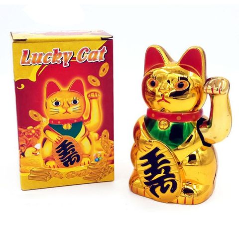 Gato chino de la suerte Maneki Neko dorado, gato de la suerte, gato de la suerte, regalo para casa, tienda, Hotel, decoración ► Foto 1/6