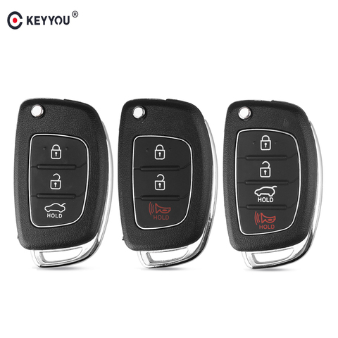 KEYYOU-llave de coche para Hyundai Solaris ix35 ix45 ELANTRA Santa Fe, carcasa de llave de coche con botón HY20, mando a distancia Fob, hoja lateral derecha, nueva versión 3/4 ► Foto 1/6