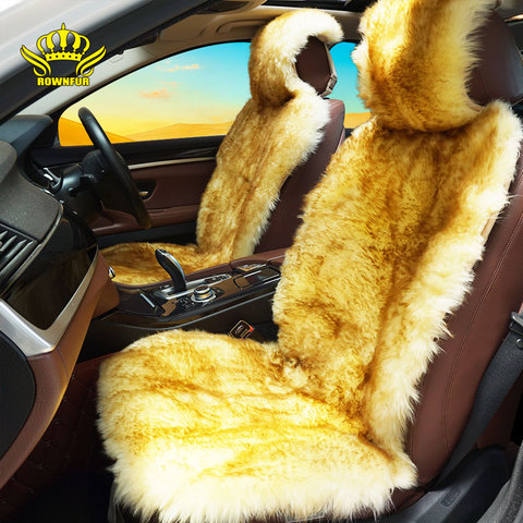 ROWNFUR-fundas para asiento de coche de piel de oveja australiana, 100% Natural, tamaño universal, accesorios para automóviles, 5 colores, novedad de 2016 ► Foto 1/6