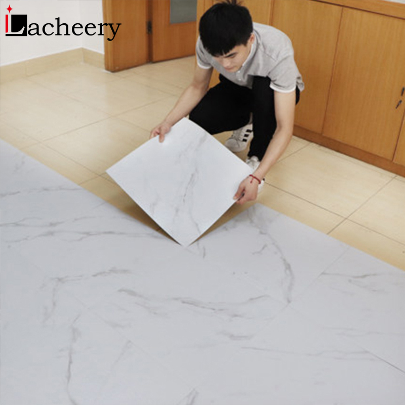Pegatina de azulejo de suelo de baño impermeable, vinilo autoadhesivo  blanco, PVC, mármol, antideslizante, decoración de