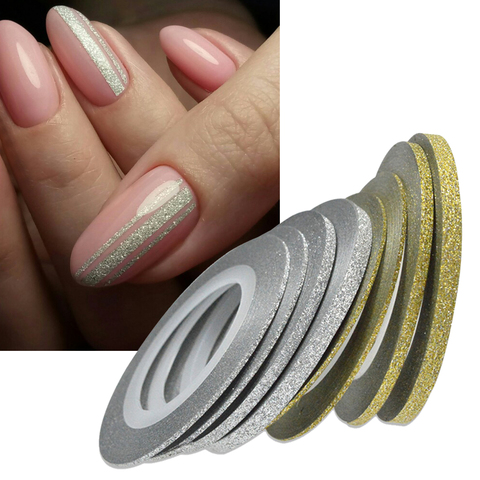 1 rollos de Arte de uñas brillo oro plata pelado cinta línea tiras herramientas de decoración 1mm2mm3mm pegatinas de uñas DIY Accesorios de belleza BENC275 ► Foto 1/6