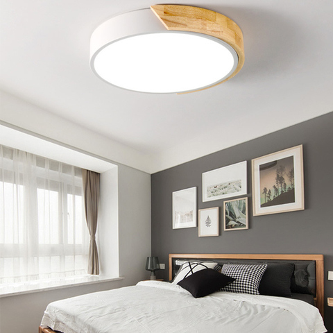 Lámpara de techo LED moderna de madera ultrafina, iluminación para sala de estar, cocina, pasillo, balcón, con Control remoto ► Foto 1/6