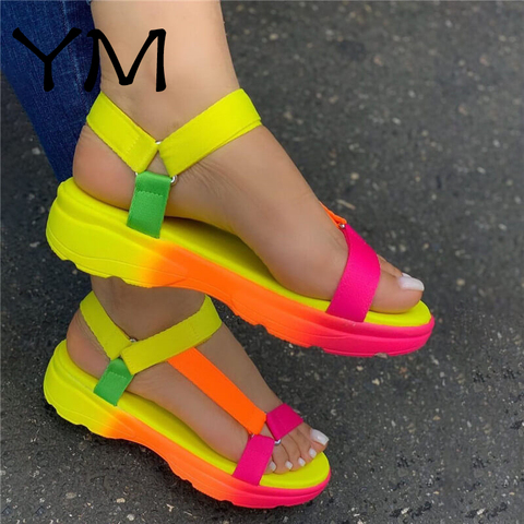 Sandalias planas ligeras para Mujer, zapatos informales multicolores, talla grande 43, envío directo ► Foto 1/6