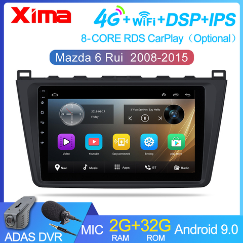 Radio Multimedia con GPS para coche, Radio con Android 9,0, 2 gb + 32 gb, 2 din, navegador, Wifi, para Mazda 6, Rui wing 2008, 2009, 2010, 2011, 2007-2012 ► Foto 1/6