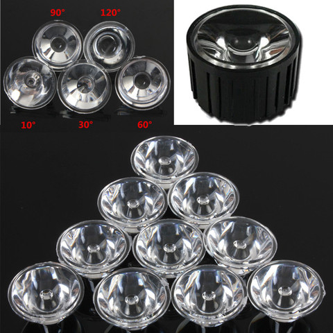 10 unids/set 20mm 10/30/60/90/120 grado óptico de la lente de cristal para LED colimador Reflector para 1W 3W 5W lámpara de luz LED Bombilla E27 MR16 GU10 ► Foto 1/6