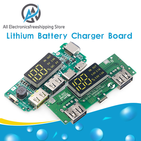 Placa de cargador de batería de litio LED, Dual USB 5V 2.4A Micro/tipo-c banco de energía móvil USB 18650, módulo de carga, protección de circuito ► Foto 1/6