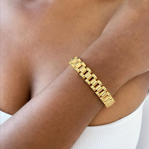 Pulseras desmontables chapadas en oro y acero inoxidable para mujer, brazaletes de Hiphop, envoltura de oro, 2022 ► Foto 1/6