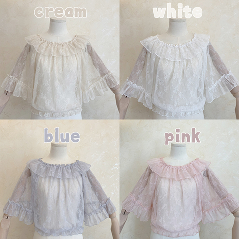 Camisa de malla Lolita para mujer, blusa para mujer bordada Floral, transparente, elegante, rosa, camisetas para estudiantes ► Foto 1/5