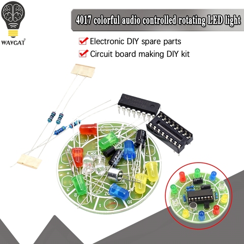 Kit de luces LED giratorias CD4017, control de voz colorido, fabricación electrónica, bricolaje, piezas de repuesto, laboratorio para estudiantes ► Foto 1/6