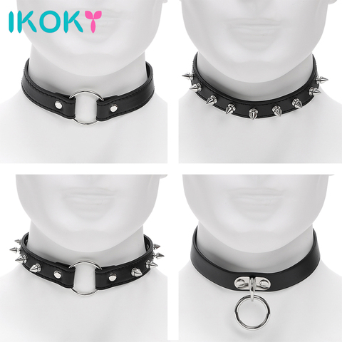 IKOKY-juguetes sexuales para parejas, remache de punta con hebilla, Collar, anillo estilo Punk SM, Bondage, esclavo ajustable, ataduras, Roleplay ► Foto 1/6