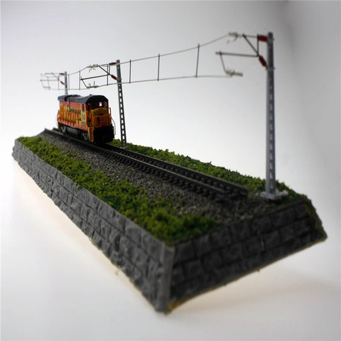 Modelo de tren, columna única, red de contacto de un solo brazo, modelo de tren, simulación de tren, mesa de arena en miniatura, accesorios, Escena de juguete ► Foto 1/6