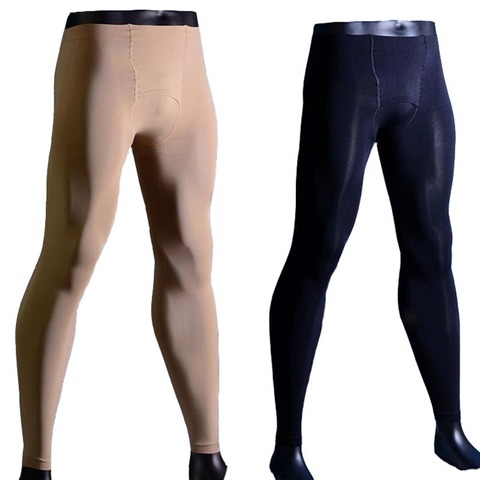 Medias con bolsa para bulto para hombre, pantis sexys de terciopelo opaco con abertura de mosca, medias gruesas elásticas cálidas, ropa interior, lencería ► Foto 1/6