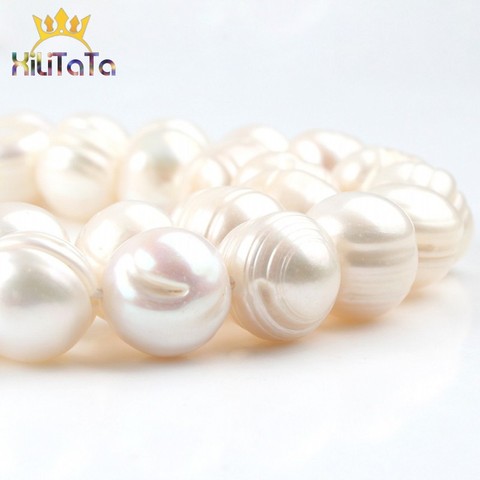 Cuentas redondas de perlas naturales de agua dulce AAA, 12-13mm, cuentas de perlas blancas auténtico para fabricación de joyas, accesorios para pulseras DIY de 15'' ► Foto 1/6