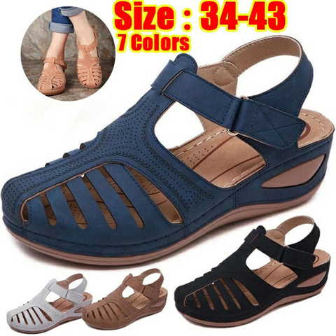 Sandalias de gladiador para mujer con cuña, zapatos, verano, novedad, talla 44 ► Foto 1/6