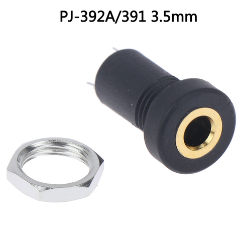 Conector de Audio de 3,5 MM, 3 polos, montaje de Panel de soldadura estéreo negro, dorado con tuercas ► Foto 1/6