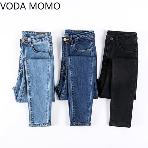 Pantalones vaqueros para mujer, Jeans femeninos de Color negro, pantalones elásticos ajustados para mujer, de talla grande ► Foto 1/6