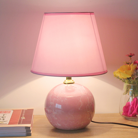 Lámpara de mesita de noche de cerámica para dormitorio, moderna, nórdica, rosa, para boda, pastoral, Linda lámpara Escritorio ► Foto 1/5