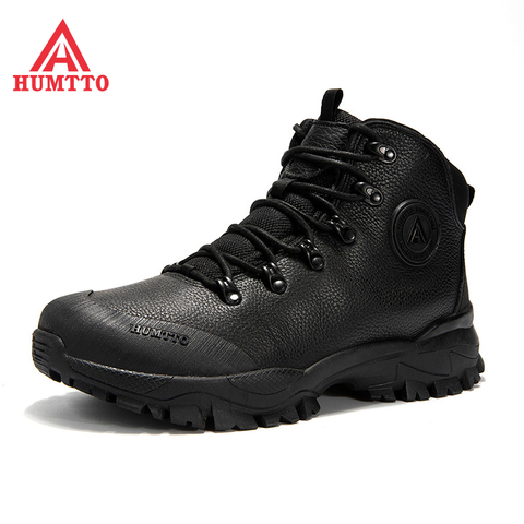 Hutto-zapatos de senderismo transpirables para hombre, botas tácticas de cuero impermeables para escalada al aire libre, para invierno ► Foto 1/6