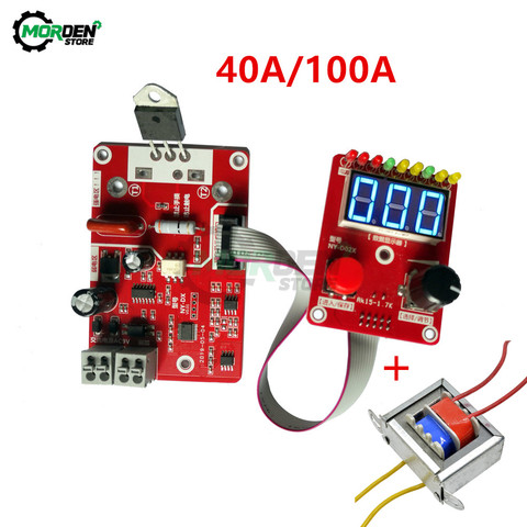 Soldador por puntos de doble pulsación 40A 100A, codificador de máquina, pantalla de corriente de tiempo ajustable, tablero de control, transformador de CA 110V/220V a 9V ► Foto 1/6