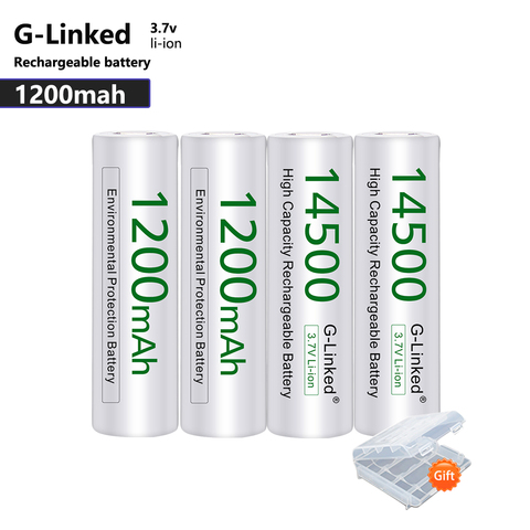 AA 14500 batería de litio de 14500 de 3,7 V 1200mAh batería recargable AA batería para medidor de Gas alarma con tarjetero gratis ► Foto 1/6