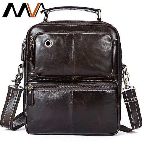 MVA-Bolso de mensajero de cuero genuino para hombre, bolsos cruzados para hombre, Vintage, de hombro con asa, 8951 ► Foto 1/6