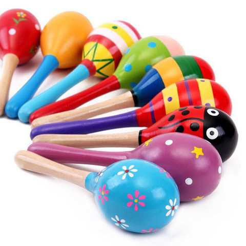 Maraca de arena de madera para bebé, instrumento inalámbrico, juguete educativo para edades tempranas, sonajero, instrumento Musical, regalos de percusión para niños y niñas ► Foto 1/6